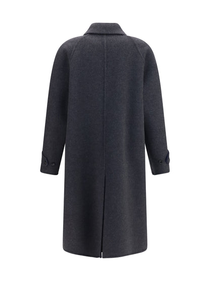Valentino Wool Coat - Grey Dark/Blue/Grey Dark