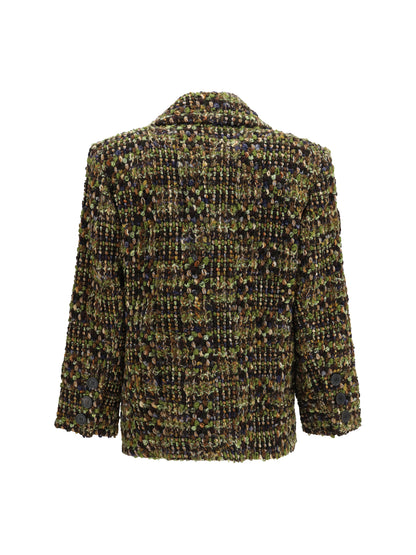 Saint Laurent Tweed single-breasted Jacket - Khaki Gris Vert