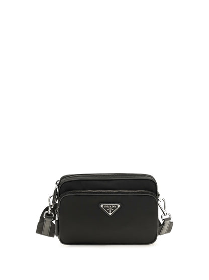 Prada Re-Nylon and Saffiano leather Shoulder Bag - Black