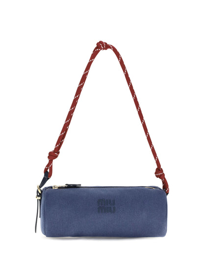 Miu Miu Embroidered logo Shoulder Bag - Indaco+Amaranto