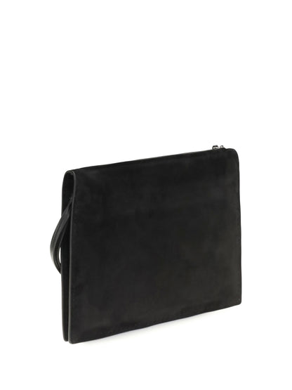 Phoebe Philo Glove suede Clutch - Black  Silver