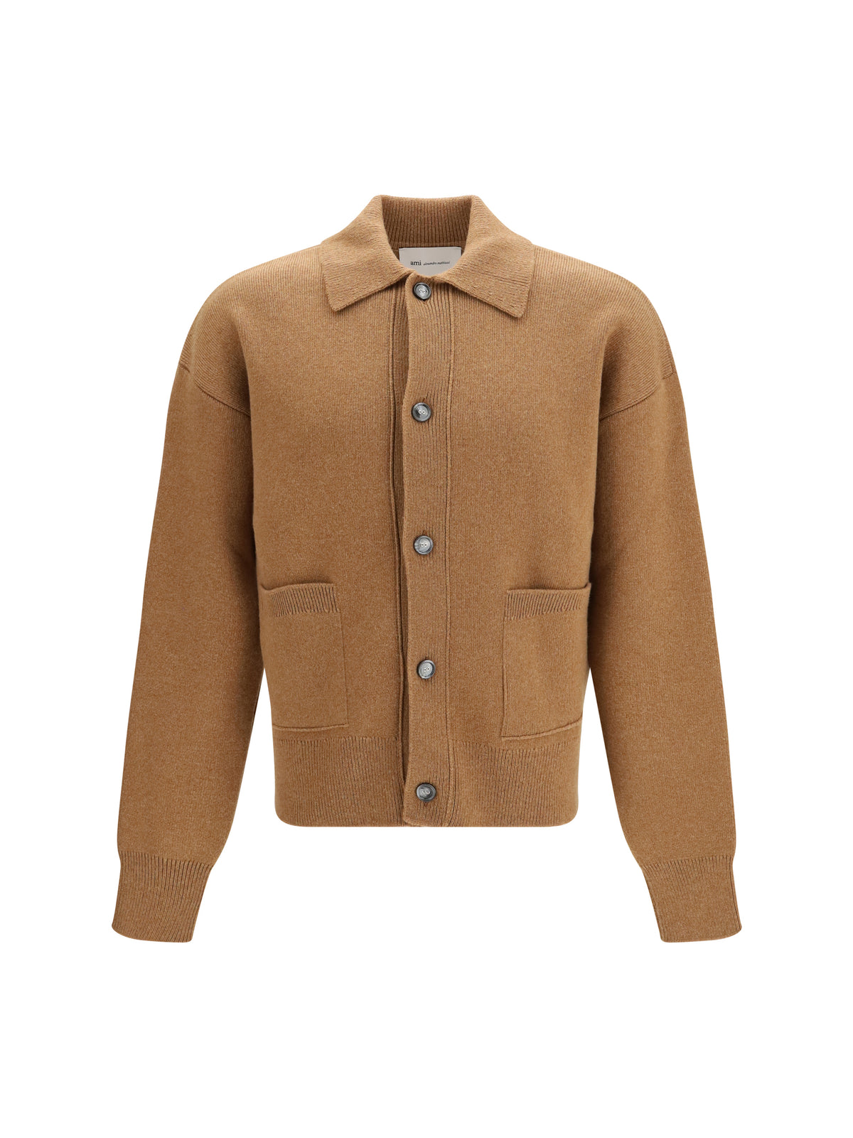 Ami Paris Wool shirt collar Cardigan - Camel