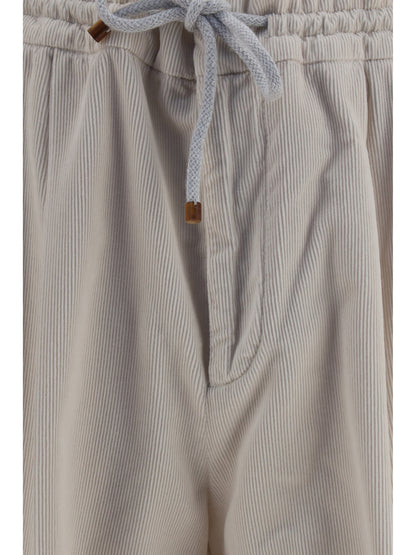 Brunello Cucinelli Corduroy drawstring Pants - Ice