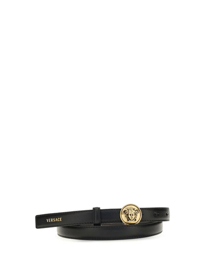 Versace Logo leather Belt - Black/Gold