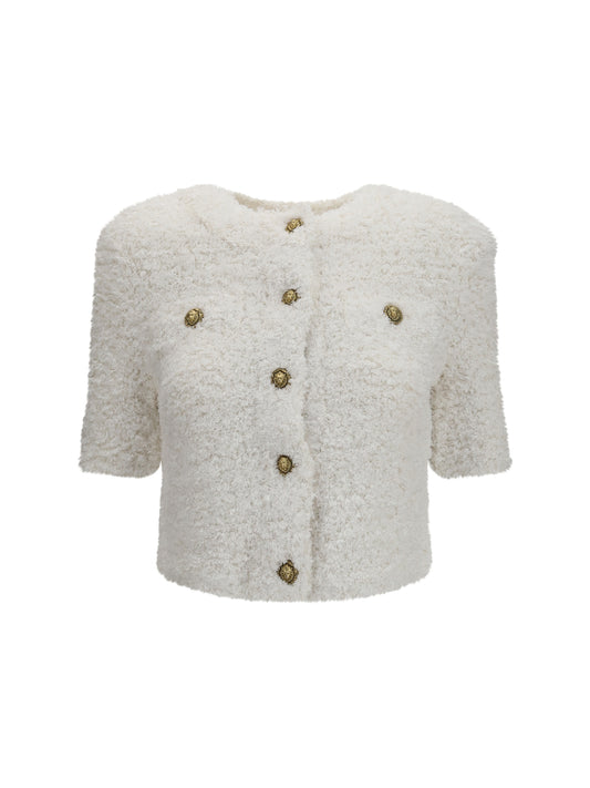 BALMAIN Tweed Plumetis Cardigan