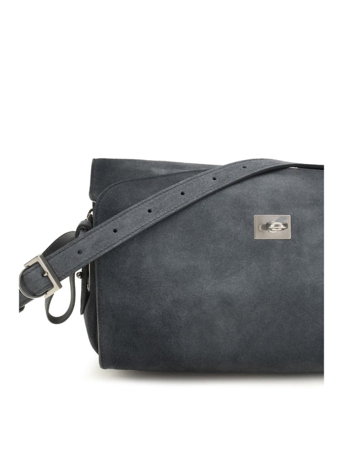 Balenciaga Medium Le 7 Suede Shoulder Bag - Storm Grey/Ash
