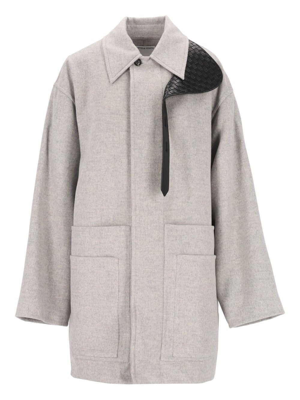 Bottega Veneta Car Coat In Wool And Cashmere - Grey