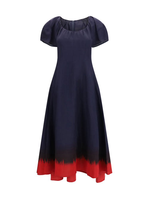 Tory Burch Midi Dress with balloon sleeves - Medium Navy / Red