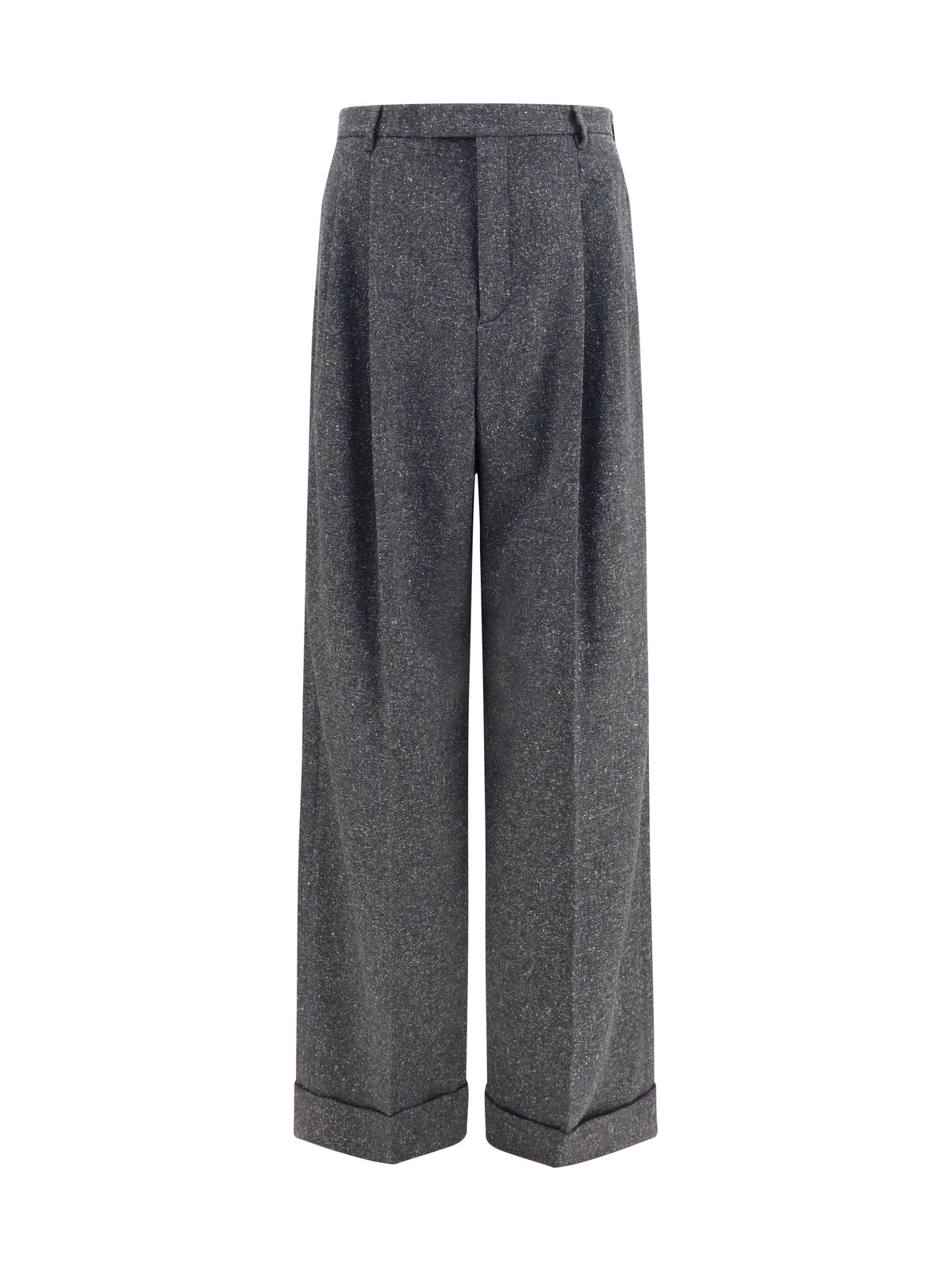 Valentino Tailored wool and silk-blend Pants - Grey Melange/White/Light Blue/Beige