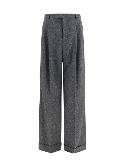 Valentino Tailored wool and silk-blend Pants - Grey Melange/White/Light Blue/Beige