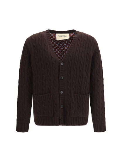 Valentino Virgin wool V-neck Cardigan - Middle Brown