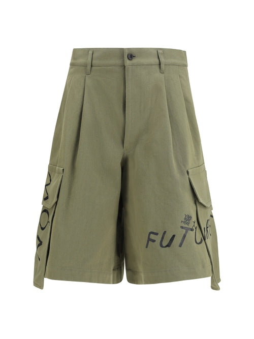 Comme des Garçons SHIRT Cargo Shorts with print - Khaki
