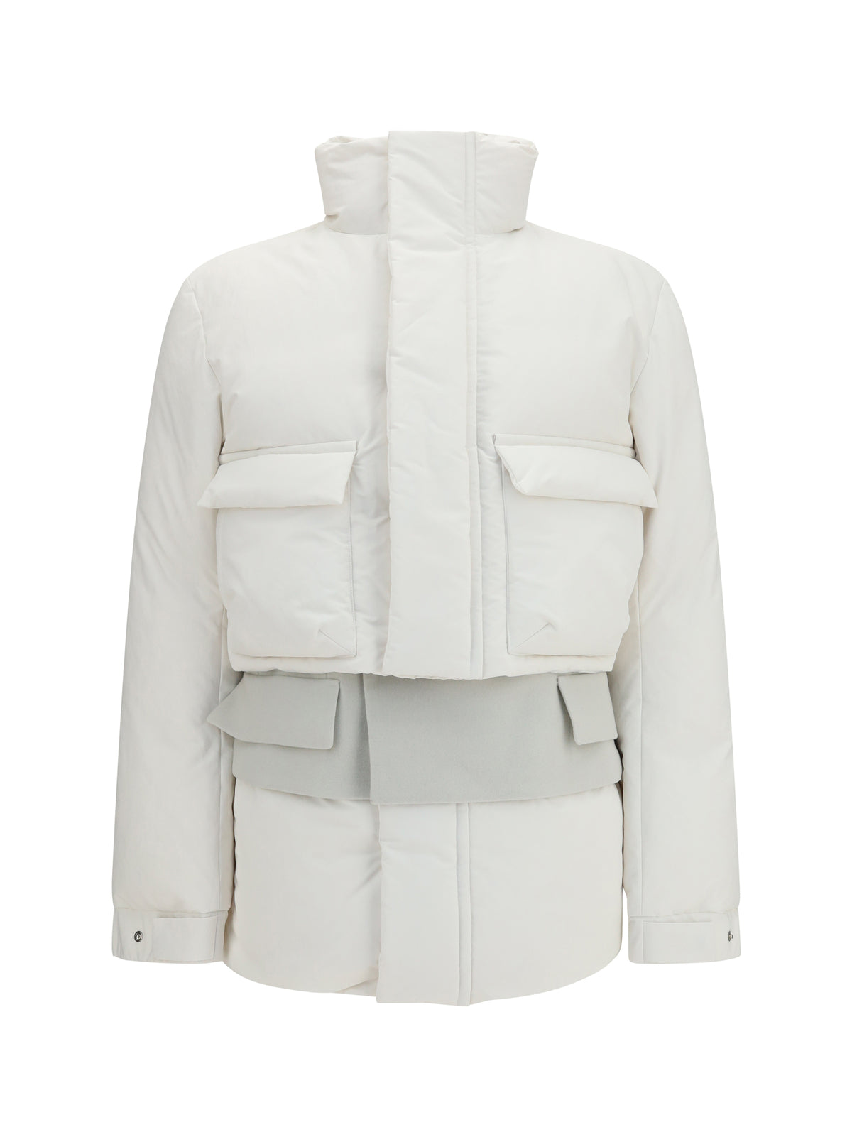 Sacai Double padded Jacket with zip closure - Off White×Ecru