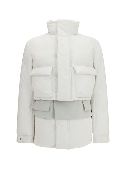 Sacai Double padded Jacket with zip closure - Off White×Ecru