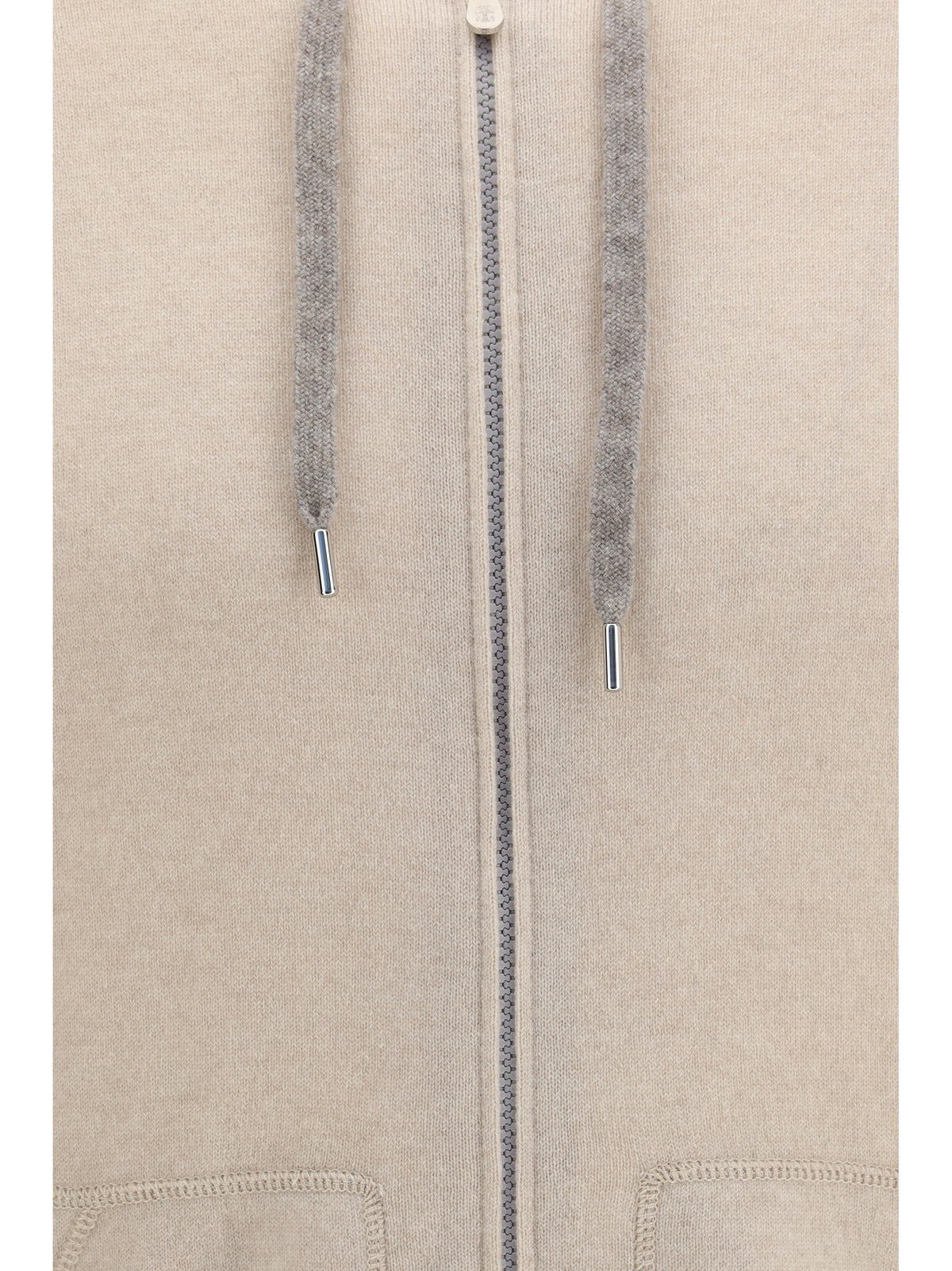 Brunello Cucinelli Cashmere zip up Hoodie - Sabbia+Ciottolo