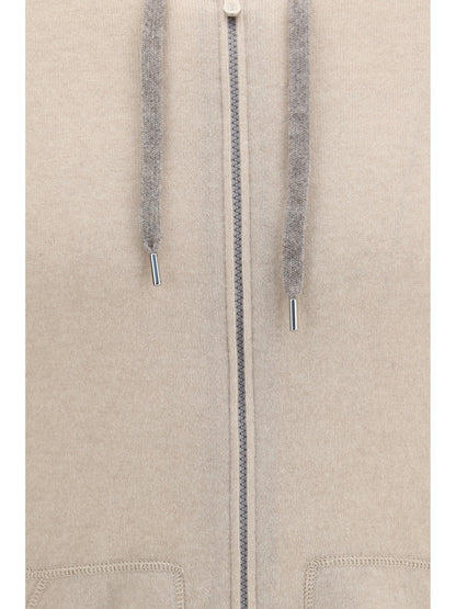 Brunello Cucinelli Cashmere zip up Hoodie - Sabbia+Ciottolo