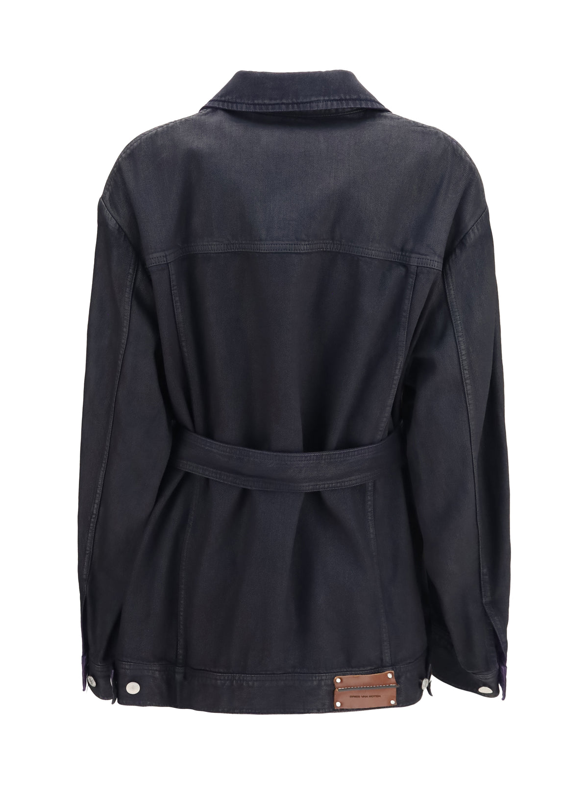 Dries Van Noten Cropped cotton Jacket with belt - Black