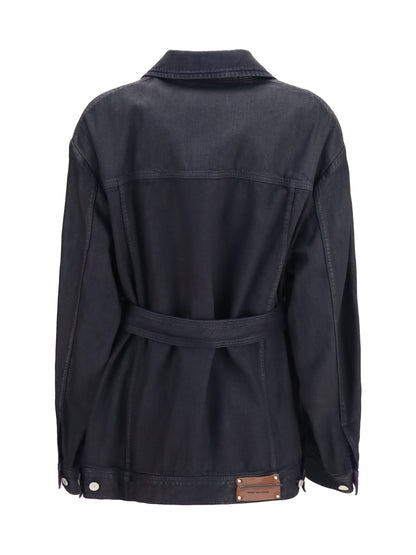 Dries Van Noten Cropped cotton Jacket with belt - Black
