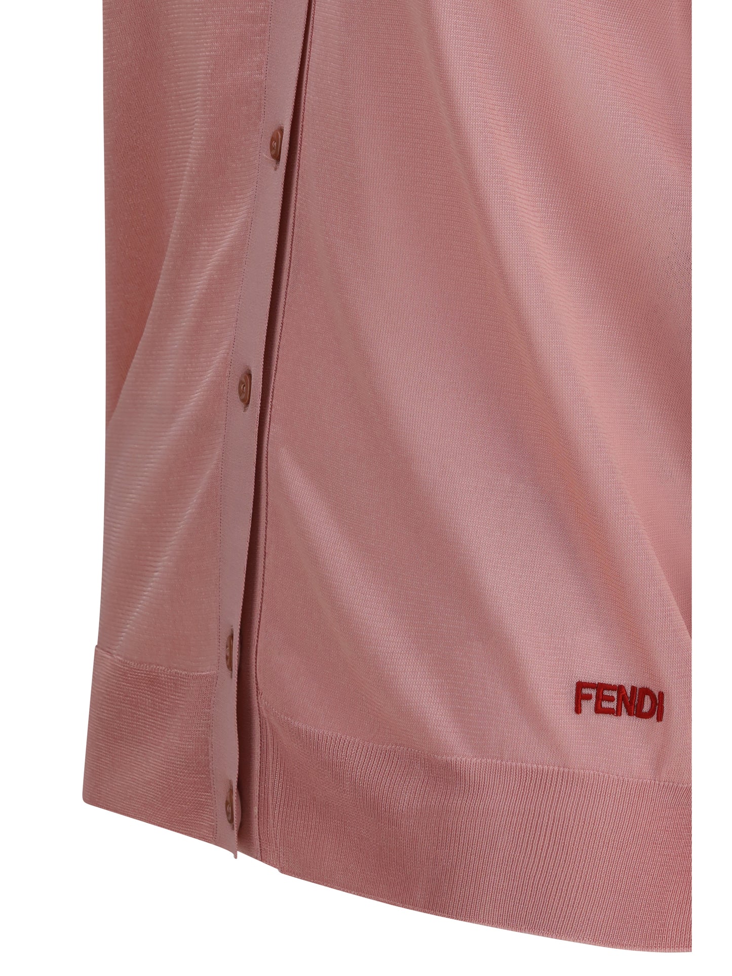 FENDI Cardigan crewneck in viscose with embroidered logo