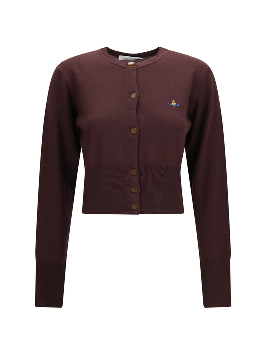 Vivienne Westwood Bea cropped wool Cardigan - Dark Mahogany