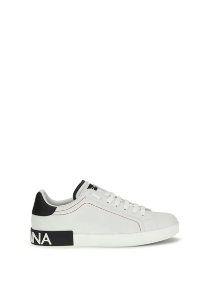 Dolce & Gabbana Portofino leather Sneakers - White/Black