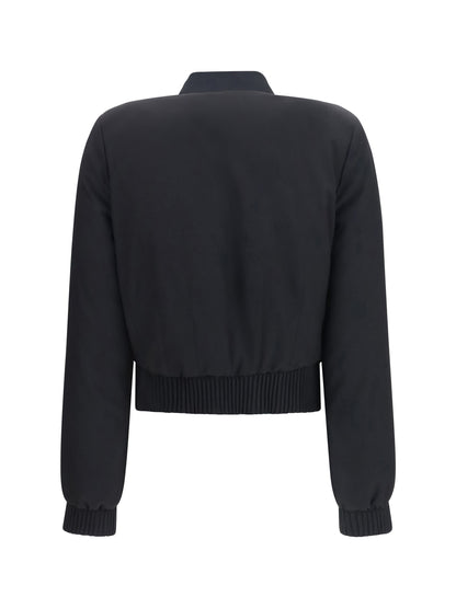 Alexander Mcqueen Buttoned Bomber Jacket with visible stitching - Black