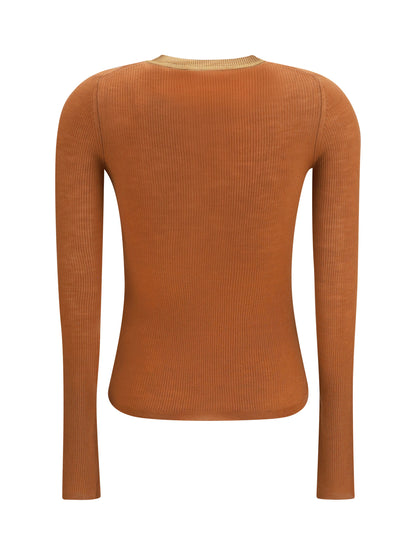 Chloé Ultra-fine wool knit Henley Top - Coffee Pink