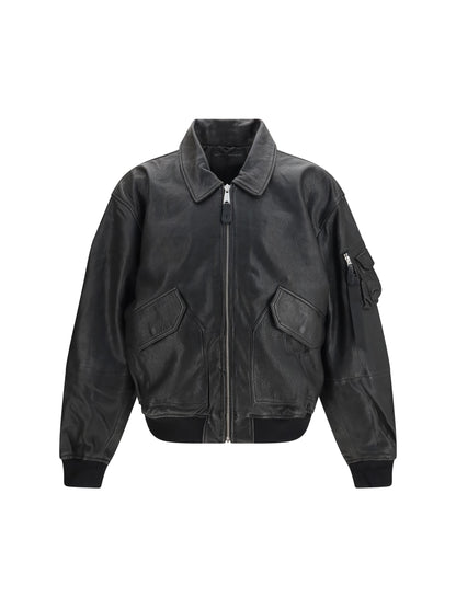 Alpha Industries CWU-36/P leather UV Bomber Jacket - Black