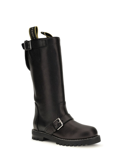 Fendi Glossy calfskin Biker Boots - Black
