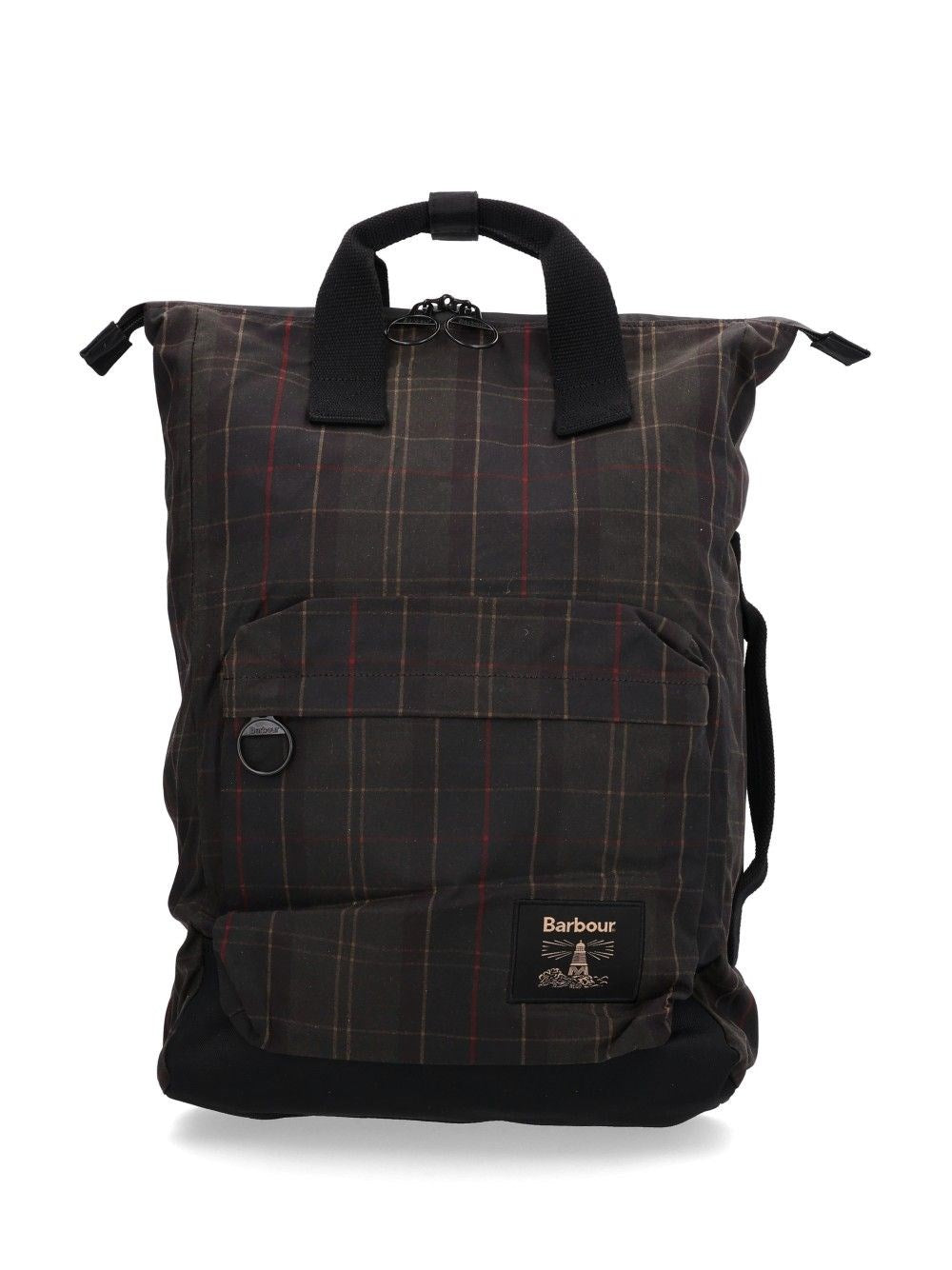 Barbour Tartan Field Waxed Fabric Backpack - Green