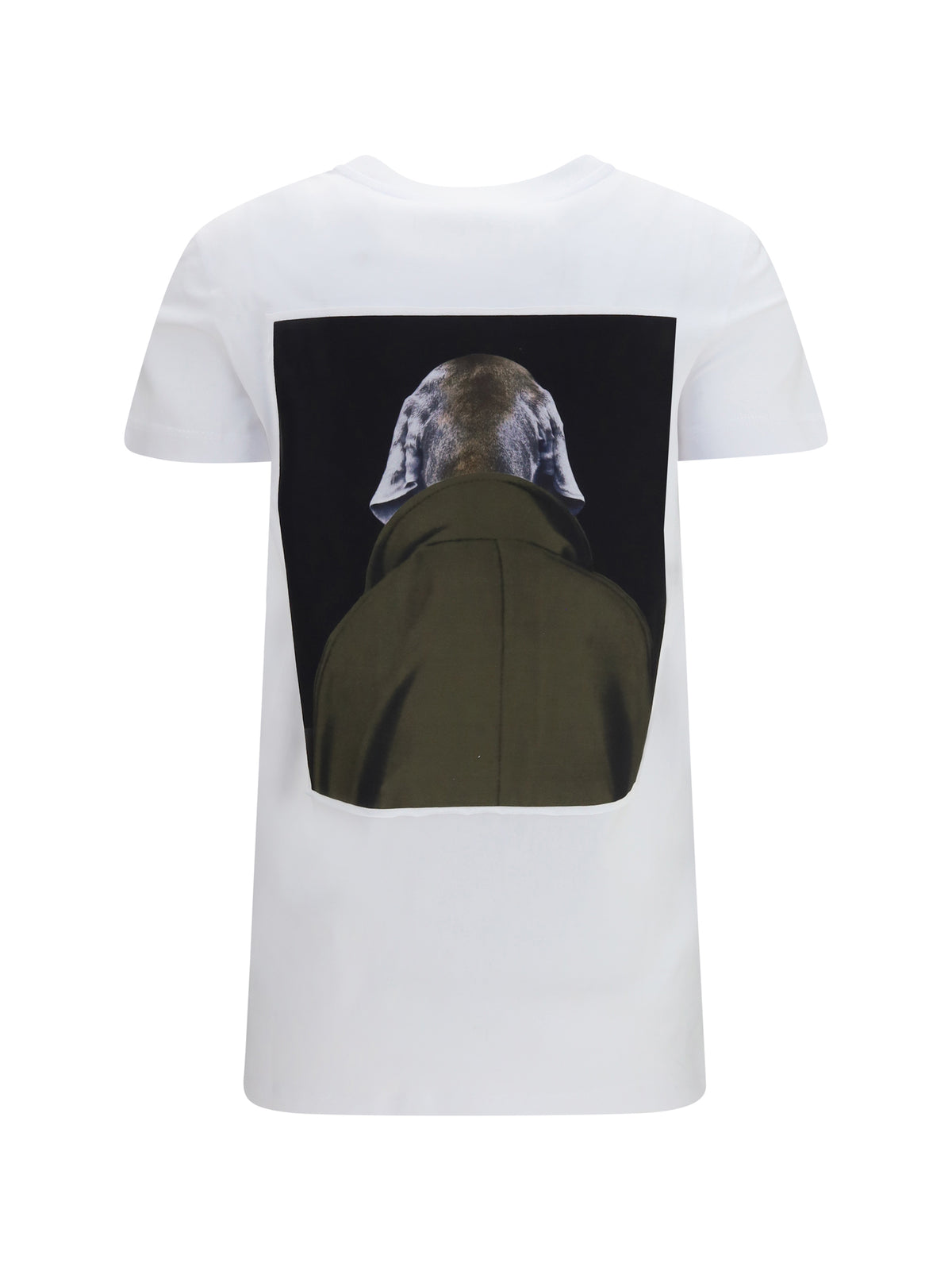 Max Mara Calca graphic print T-shirt - Fondo White Wegman Cappotto Khaki Dark