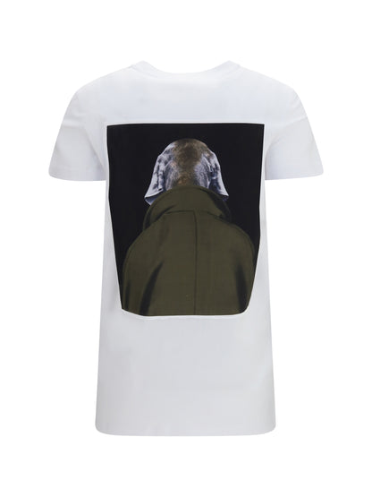 Max Mara Calca graphic print T-shirt - Fondo White Wegman Cappotto Khaki Dark