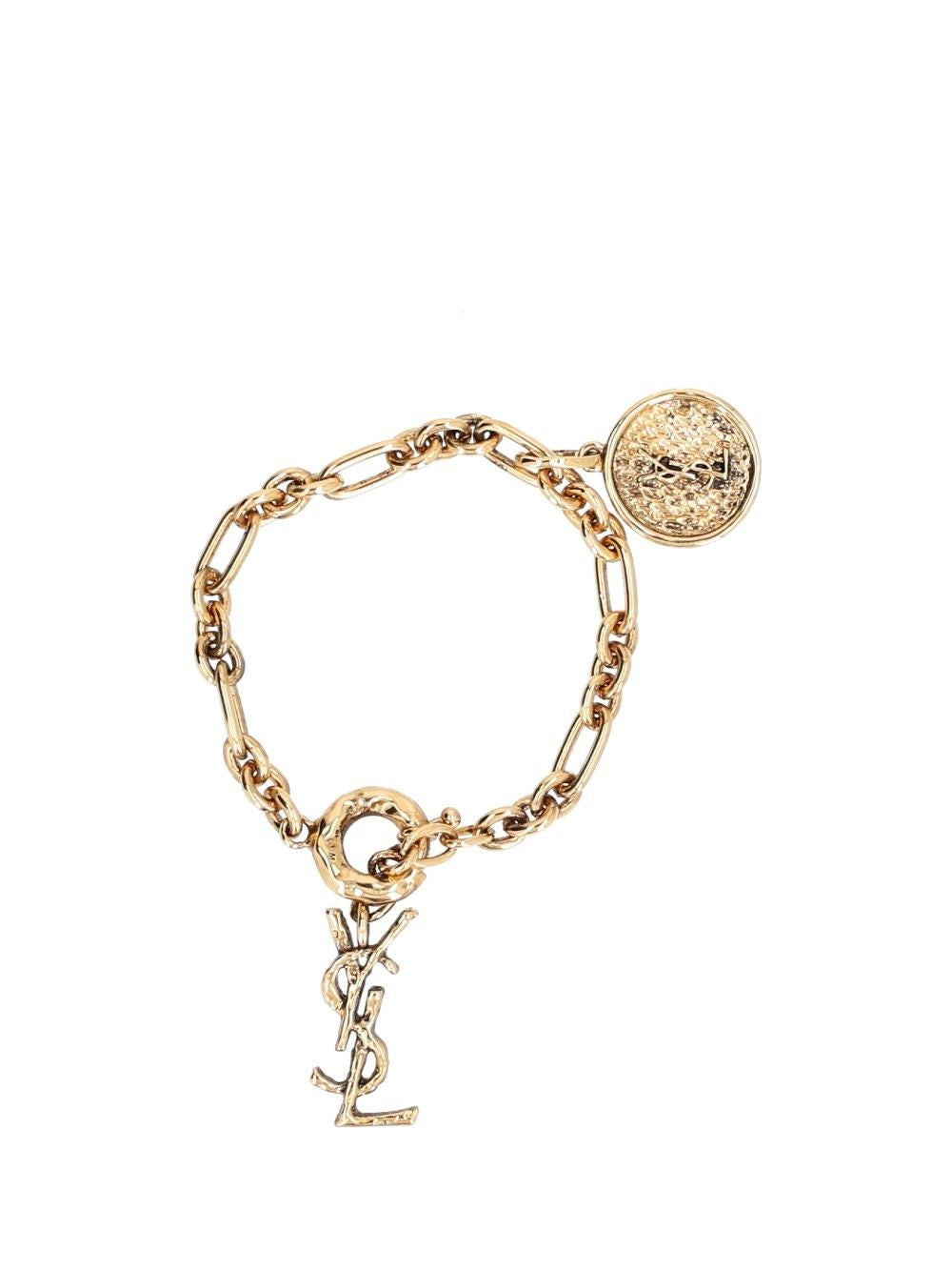Saint Laurent Cassandre Medallion Metal Bracelet - Gold