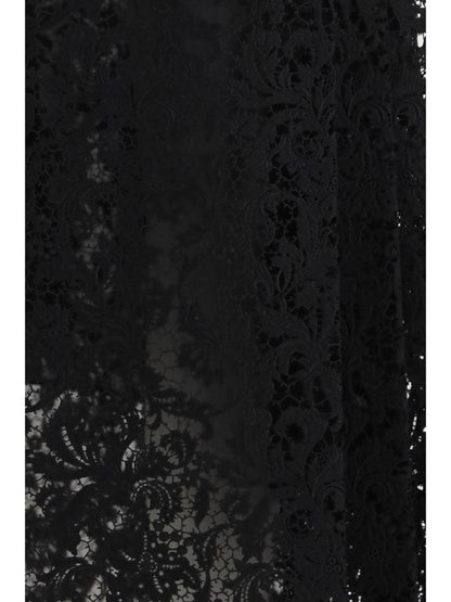 Fendi Flared midi Skirt in macramé lace - Black