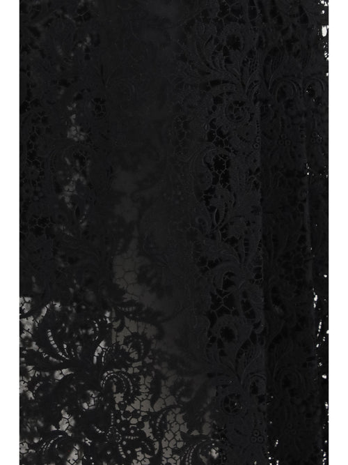 Fendi Flared midi Skirt in macramé lace - Black