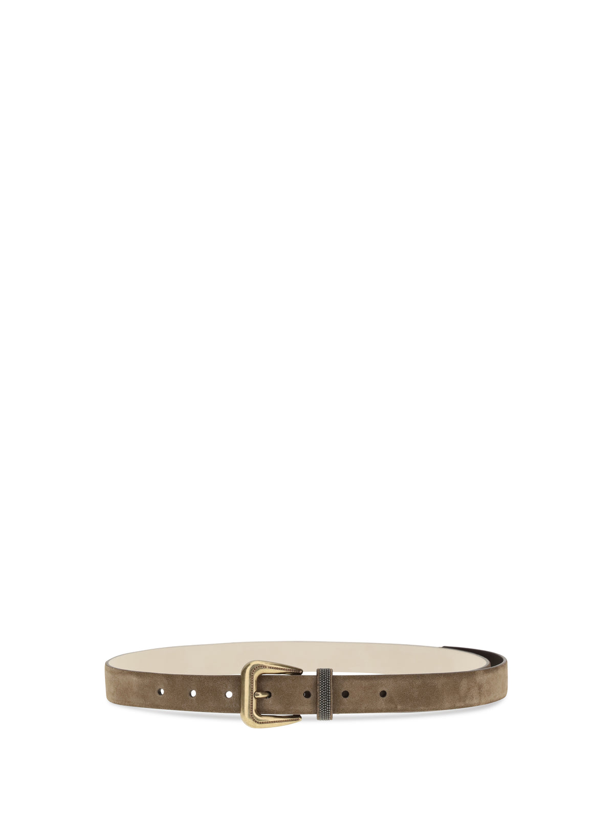 Brunello Cucinelli Suede Belt with monili detail - Caramello