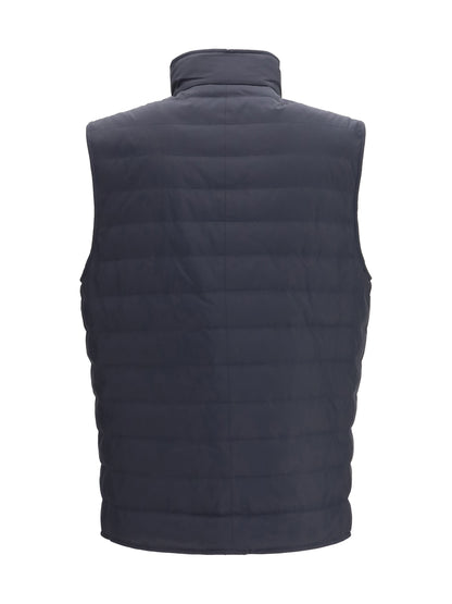 Brunello Cucinelli Sleeveless padded Gilet - Navy+Geyser