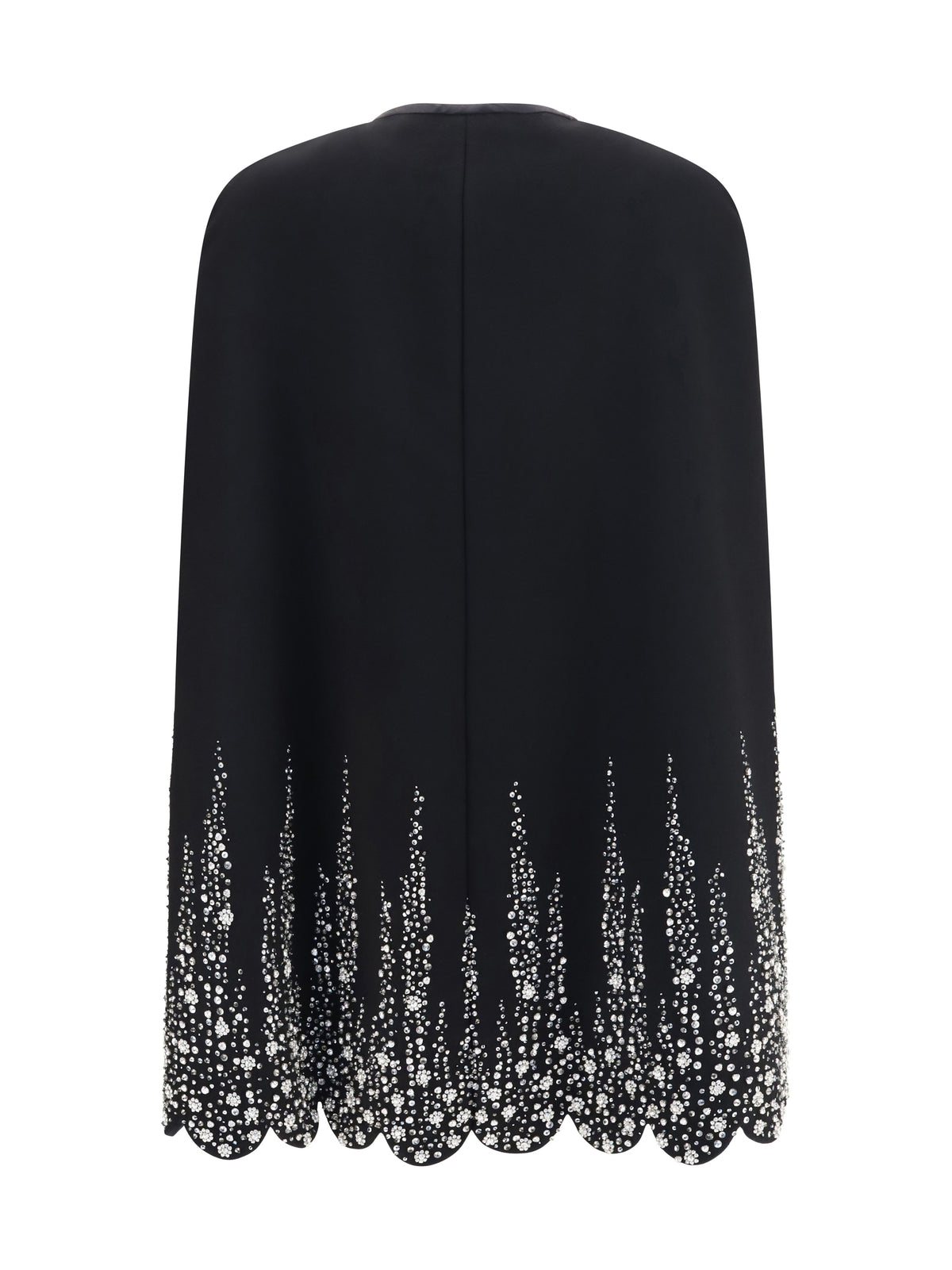 Valentino Compact drap Cape with degradé rhinestone embroidery - Black/Silver