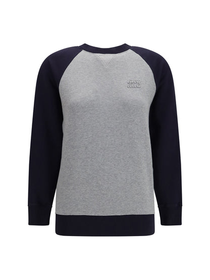 Miu Miu Bicolor crewneck Sweatshirt - Grigio+Blu