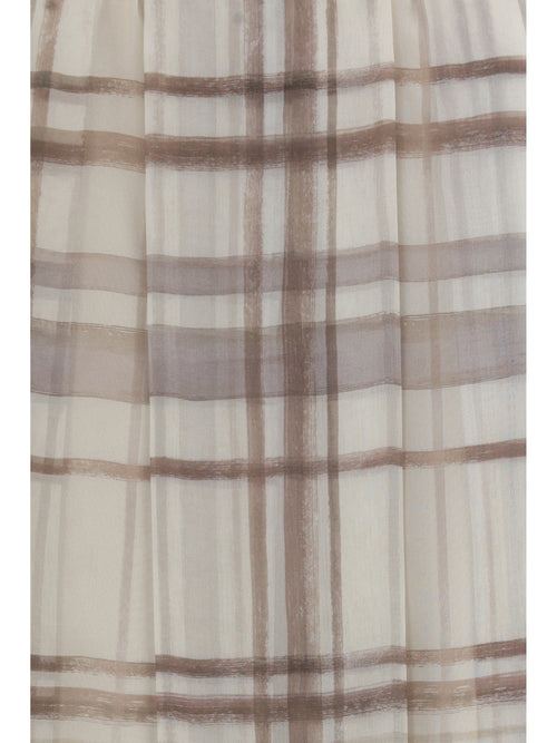 Brunello Cucinelli Silk Midi Skirt - Panama/Brown