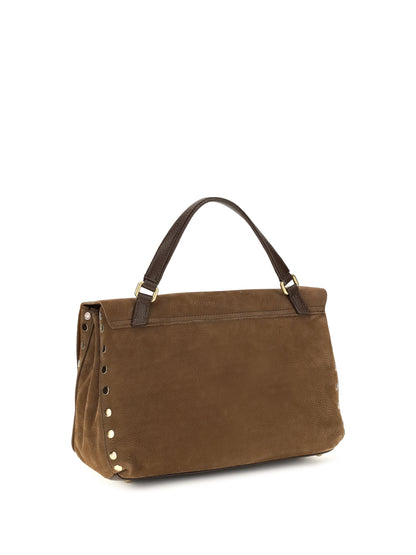 Zanellato Postina Jones suede Top Handle Bag - Brown Tartufo Di Norcia