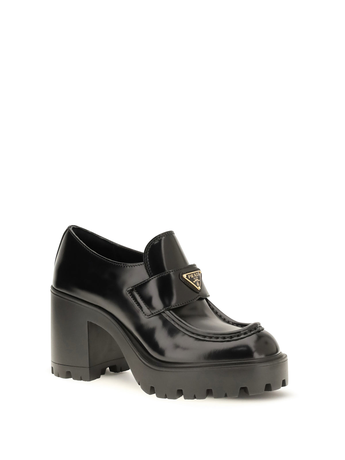 Prada Leather heeled Loafers - Black