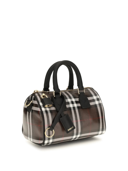 Burberry Check Bowling Mini Handbag - Chocolate Brown
