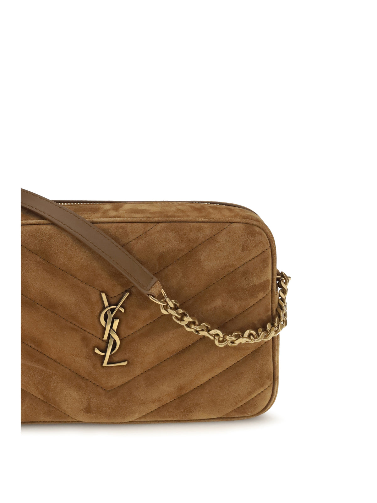 Saint Laurent Camera LouLou matelassé suede Shoulder Bag - Orange Caramel Cogn