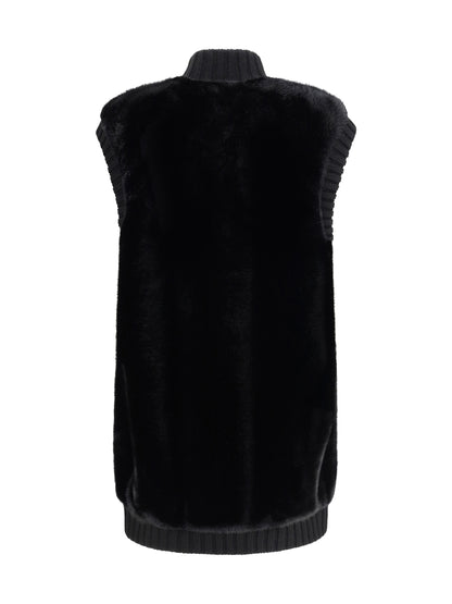 PINKO Long Vest in faux fur