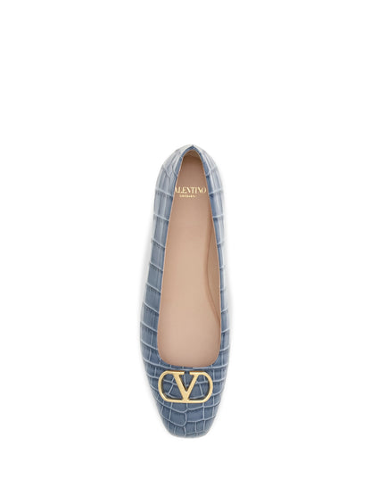 Valentino Garavani VLogo Signature croc-effect Ballerinas - Blue Nebula