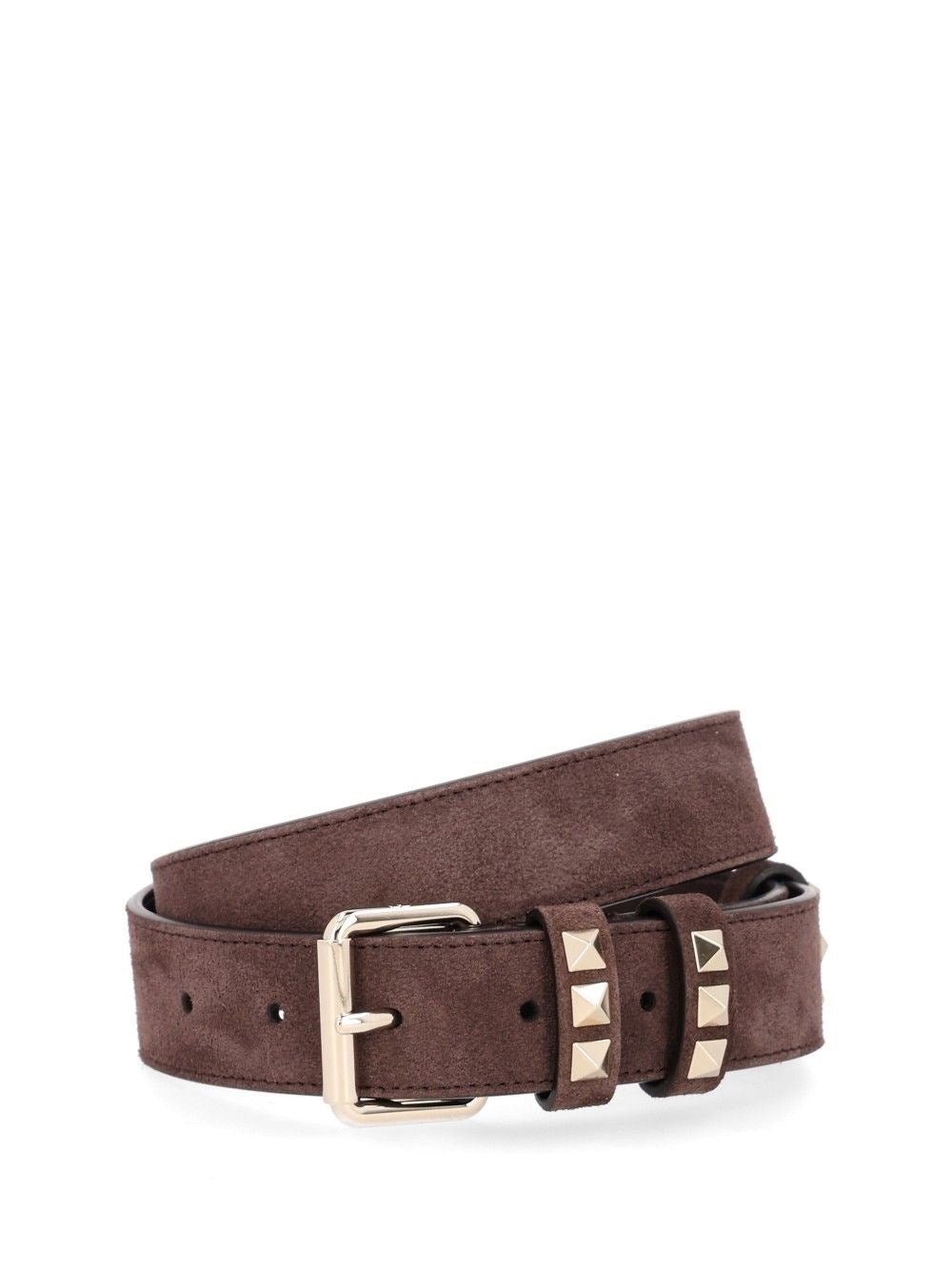 Valentino Garavani Rockstud Suede Belt - Brown