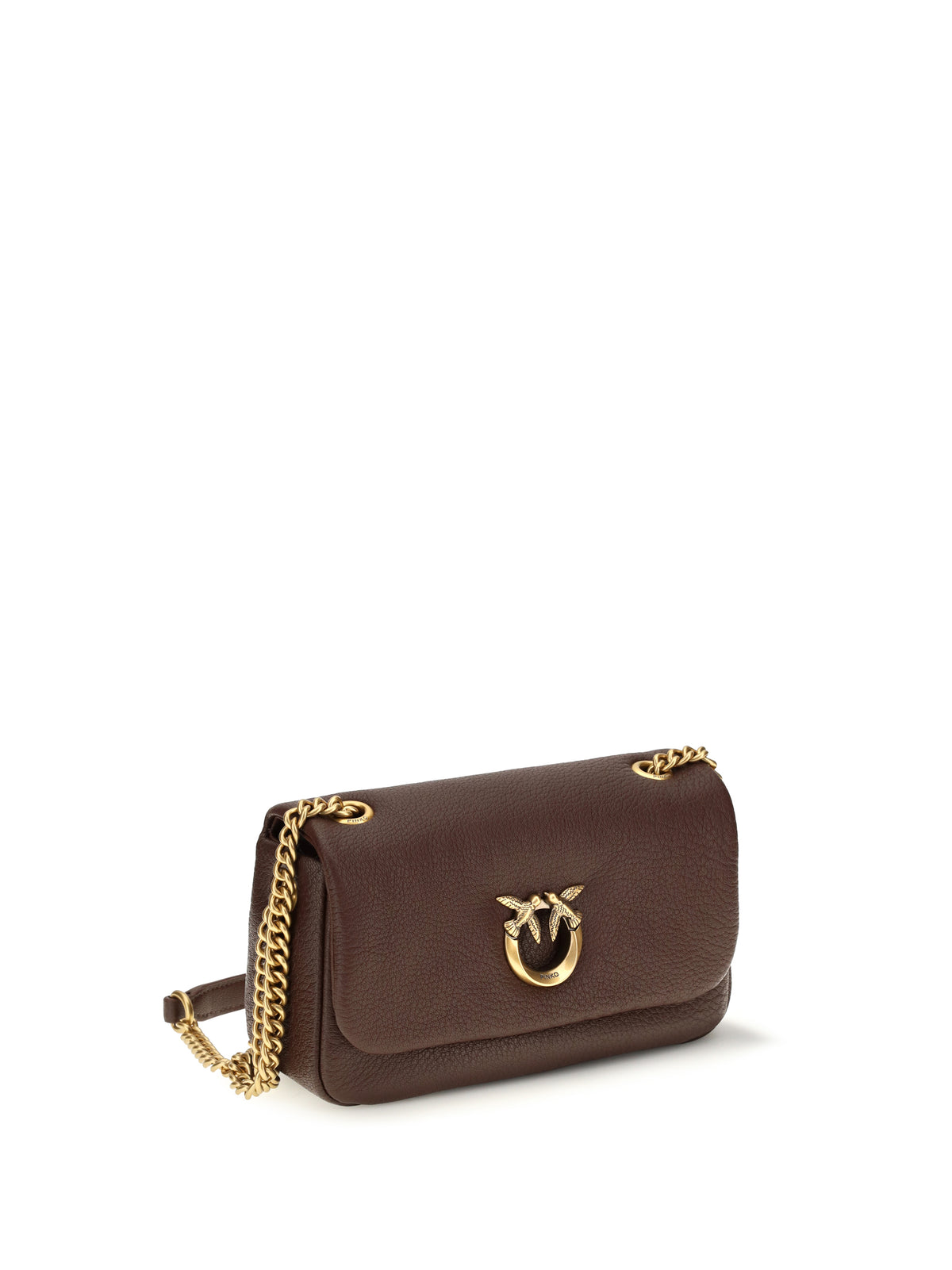 Pinko Medium Love Bag Click Soft Horizontal Shoulder Bag - Castano Intenso-Antique Gold