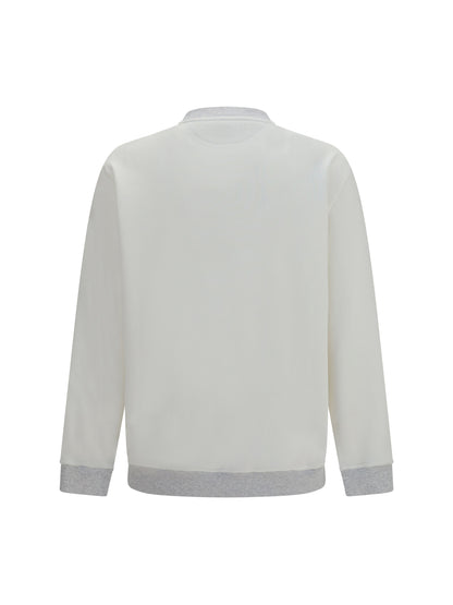 Brunello Cucinelli Cotton Sweatshirt with embroidery - Off White+Perla