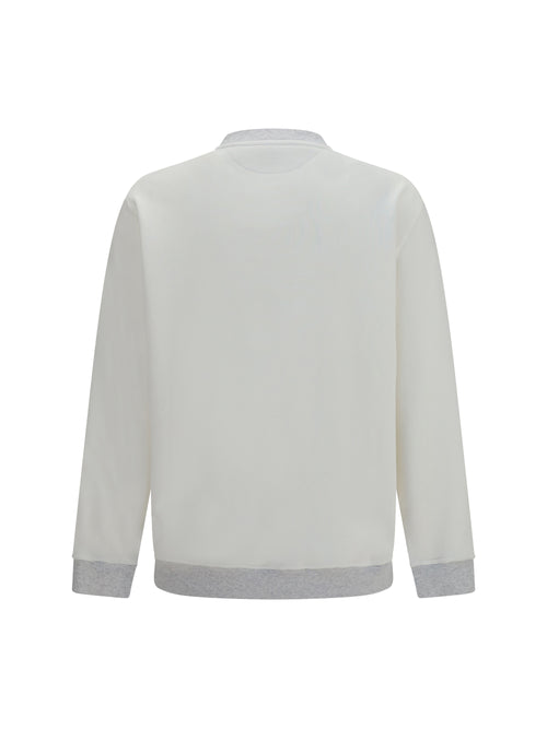 Brunello Cucinelli Cotton Sweatshirt with embroidery - Off White+Perla